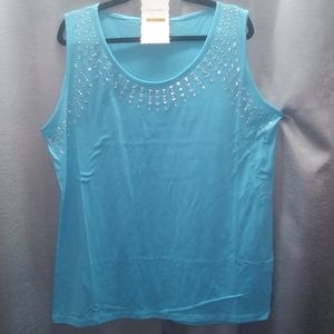 New Aqua Jeweled Tank Tops
